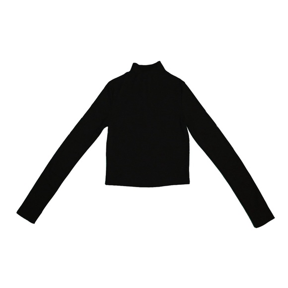 ReVamped Ribbed Half-Zip Long Sleeve Turtle Neck Black - Picture 2 of 8